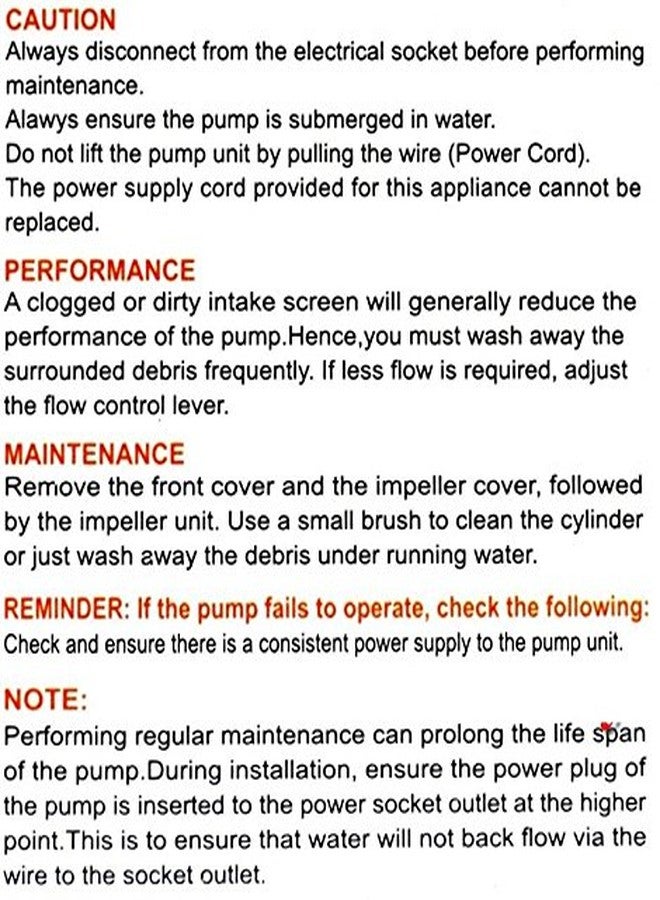 سوبو رأس الطاقة الغاطس من Pettree، مضخة مياه داخلية من Sobo لجزء غيار الترشيح العلوي (WP-3990-35W - F.Max 2800L/H) - Image 4